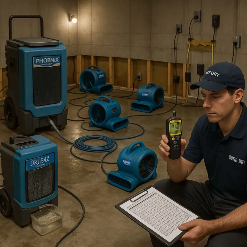 Structural Drying and Dehumidification process in Marengo, IA